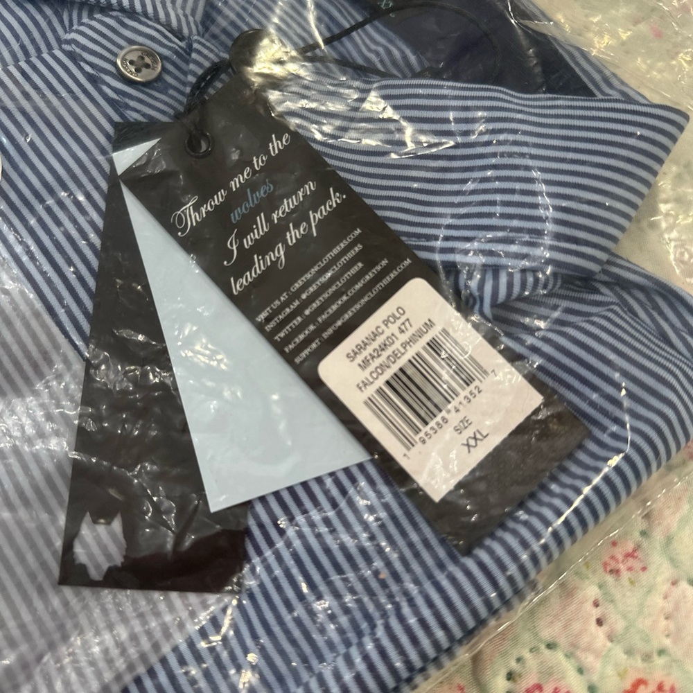 NWT Greyson Striped Blue Polo Shirt - Picture 5 of 15